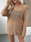EVALESS Womens Sweaters Casual Spring Summer Crochet Hollow Out Knit Tops Crewneck Long Sleeve Beach Vacation Clothes