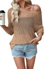 EVALESS Womens Sweaters Casual Spring Summer Crochet Hollow Out Knit Tops Crewneck Long Sleeve Beach Vacation Clothes