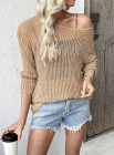 EVALESS Womens Sweaters Casual Spring Summer Crochet Hollow Out Knit Tops Crewneck Long Sleeve Beach Vacation Clothes
