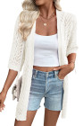 EVALESS Women's Crochet Knit Cardigan Sweaters Short Sleeve Open Front Kimonos Boho Cardigans Tops Lightweight Casual Vacation