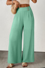 EVALESS Womens High Waisted Button Pleated Wide Leg Pants Beach Vacation Trouses
