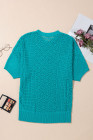 EVALESS Women's Crochet Tops Short Sleeve Hollow Out Knit Sweater Spring Summer Trendy Lightweight Casual Vacation Clothes