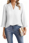EVALESS Blouses for Women Dressy Casual 3/4 Length Sleeve Lace Patchwork Business Work Tops
