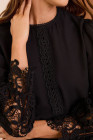 Love & Roses Black Long Sleeve Lace Cuff Blouse