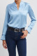 Myosotis Silk Satin Contour Neck Ruffle Cuff Shirt