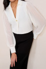 White Friends Like These Ivory Long Sleeve V-Neck Button Front Blouse