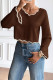Coffee Serisse Women's V-Neck Contrast Trim Casual Pullover Sweater In Fall/Winter,Brown Sweater,Brown Top