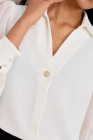 White Friends Like These Ivory Long Sleeve V-Neck Button Front Blouse