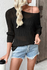 EVALESS Womens Sweaters Casual Spring Summer Crochet Hollow Out Knit Tops Crewneck Long Sleeve Beach Vacation Clothes