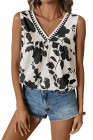 EVALESS Women's Tank Tops Summer V Neck Sleeveless Shirts Blouses Floral Print Boho Babydoll Tops