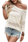 EVALESS Womens Spring Summer Tops 2026 Fashion Trendy Casual Half Sleeve Crochet Hollow Out Sweaters Beach Vacation Clothes
