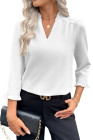 EVALESS Blouses for Women Dressy Casual 3/4 Length Sleeve Lace Patchwork Business Work Tops