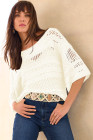 EVALESS Womens Spring Summer Tops 2026 Fashion Trendy Casual Half Sleeve Crochet Hollow Out Sweaters Beach Vacation Clothes