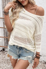 EVALESS Womens Spring Summer Tops 2026 Fashion Trendy Casual Half Sleeve Crochet Hollow Out Sweaters Beach Vacation Clothes