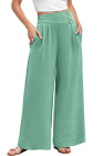 EVALESS Womens High Waisted Button Pleated Wide Leg Pants Beach Vacation Trouses