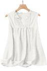 EVALESS Women's Tops Lace V Neck Dressy Casual Sleeveless Blouses Elegant Swiss Dot Smocked Shirts Spring Fashion