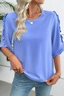 EVALESS 3/4 Length Sleeve Womens Tops Dressy Casual Blouses Crewneck Ruffle Sleeve Shirts Spring Outfits Business Work Tops