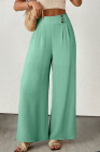 EVALESS Womens High Waisted Button Pleated Wide Leg Pants Beach Vacation Trouses