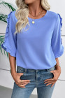 EVALESS 3/4 Length Sleeve Womens Tops Dressy Casual Blouses Crewneck Ruffle Sleeve Shirts Spring Outfits Business Work Tops