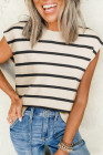 EVALESS Short Sleeve Sweaters for Women Trendy Crewneck Striped Knit Tops 2026 Spring Summer Outfits Cap Sleeve Sweater Vest