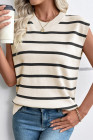EVALESS Short Sleeve Sweaters for Women Trendy Crewneck Striped Knit Tops 2026 Spring Summer Outfits Cap Sleeve Sweater Vest