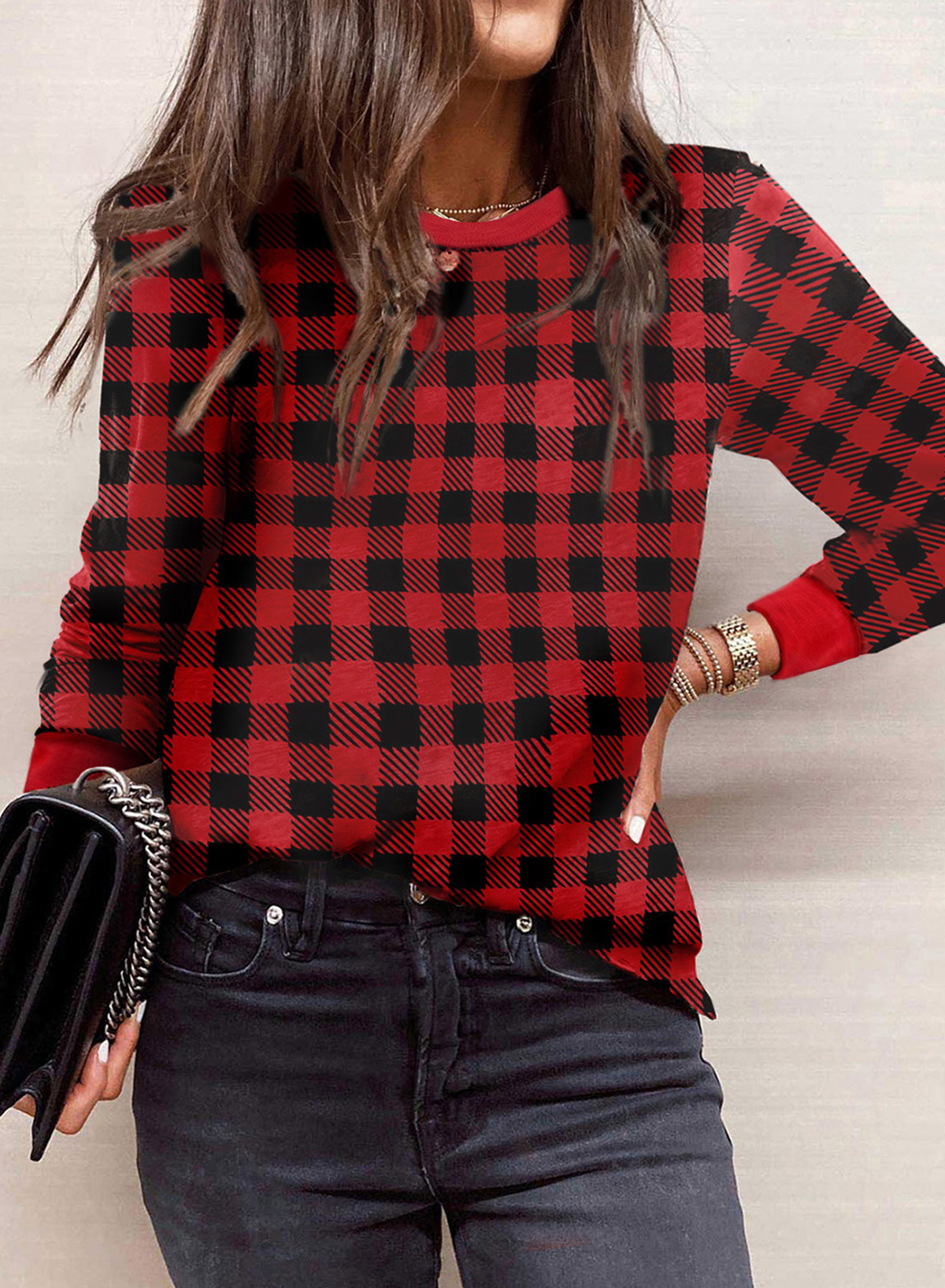 EVALESS Womens Crewneck Long Sleeve Tops Casual Polka Dots Tops Summer Fall 2025 Tshirts Shirts