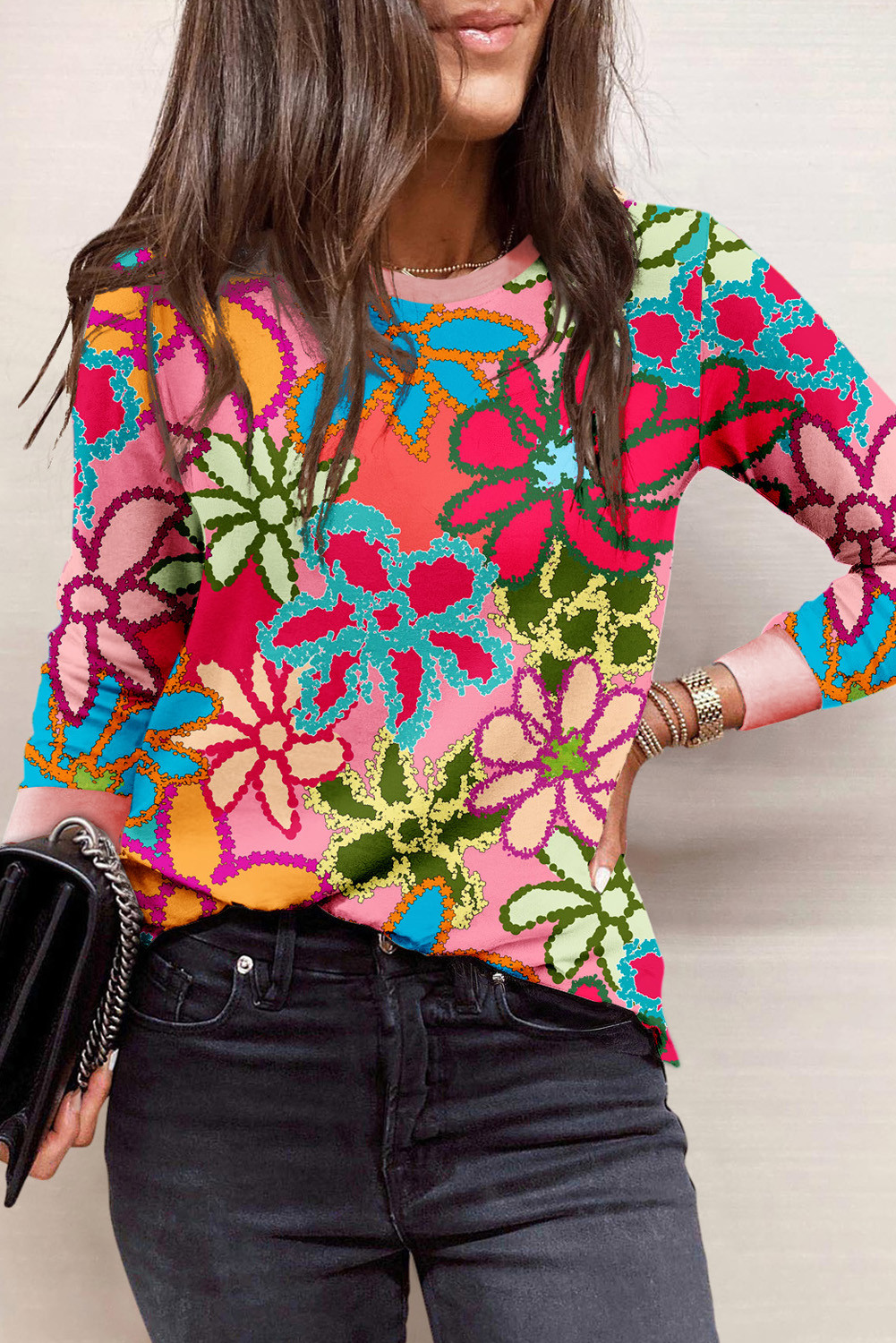 EVALESS Womens Crewneck Long Sleeve Tops Casual Polka Dots Tops Summer Fall 2025 Tshirts Shirts