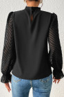 Black Neck Flounce Sleeve Blouse