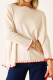 Beige Catalina Cotton Sweater In Warm Cream/Ribbon Red