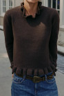 Chicory Coffee RUFFLED KNIT SWEATER