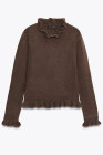 Chicory Coffee RUFFLED KNIT SWEATER