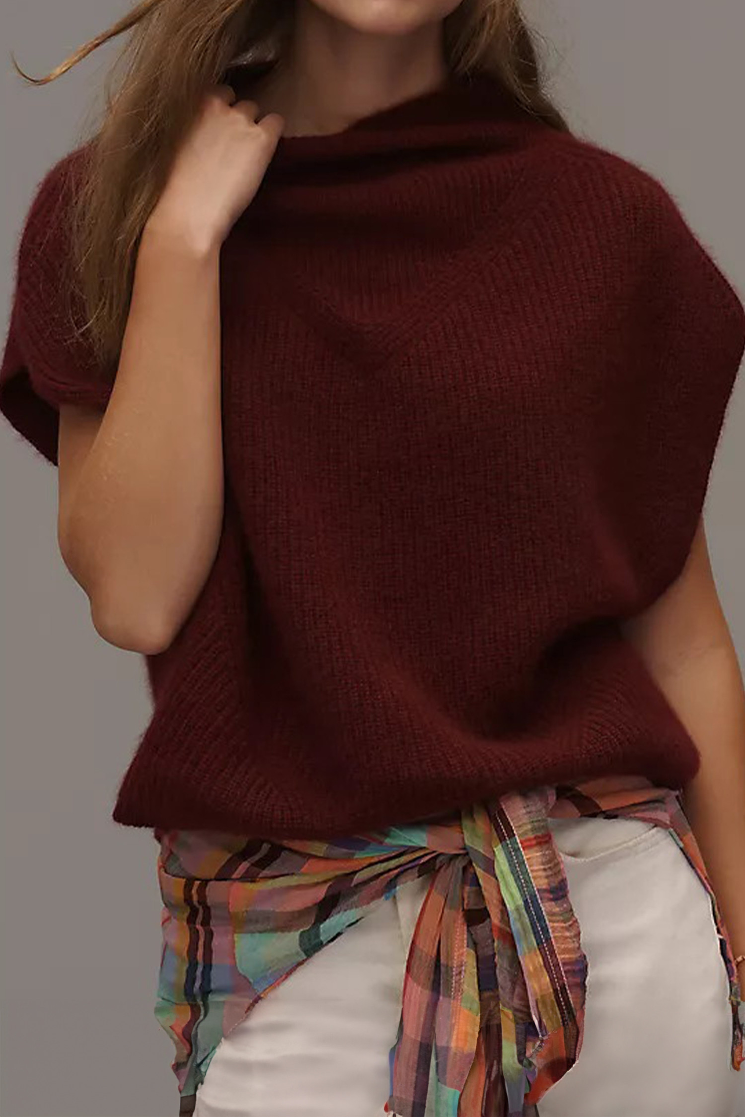 Red Dahlia The Enza Cashmere Poncho Sweater Vest