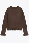Chicory Coffee RUFFLED KNIT SWEATER