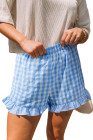 EVALESS Boxer Shorts for Women Plaid Pajama Ruffle Shorts Fashion 2026 Summer Beach Bottoms Lounge Shorts with Pockets