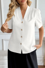 EVALESS Blouses for Women Dressy Casual Summer Short Sleeve Button Down Shirts Business Work Tops