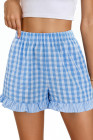 EVALESS Boxer Shorts for Women Plaid Pajama Ruffle Shorts Fashion 2026 Summer Beach Bottoms Lounge Shorts with Pockets