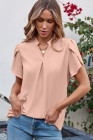 EVALESS Women's Dressy Casual Business Work Chiffon Blouses Tops Summer V Neck Cute Loose Petal Short Sleeve