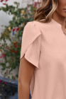 EVALESS Women's Dressy Casual Business Work Chiffon Blouses Tops Summer V Neck Cute Loose Petal Short Sleeve