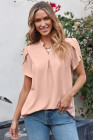 EVALESS Women's Dressy Casual Business Work Chiffon Blouses Tops Summer V Neck Cute Loose Petal Short Sleeve