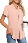 EVALESS Women's Dressy Casual Business Work Chiffon Blouses Tops Summer V Neck Cute Loose Petal Short Sleeve