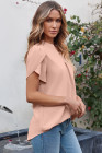 EVALESS Women's Dressy Casual Business Work Chiffon Blouses Tops Summer V Neck Cute Loose Petal Short Sleeve
