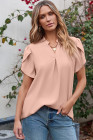 EVALESS Women's Dressy Casual Business Work Chiffon Blouses Tops Summer V Neck Cute Loose Petal Short Sleeve