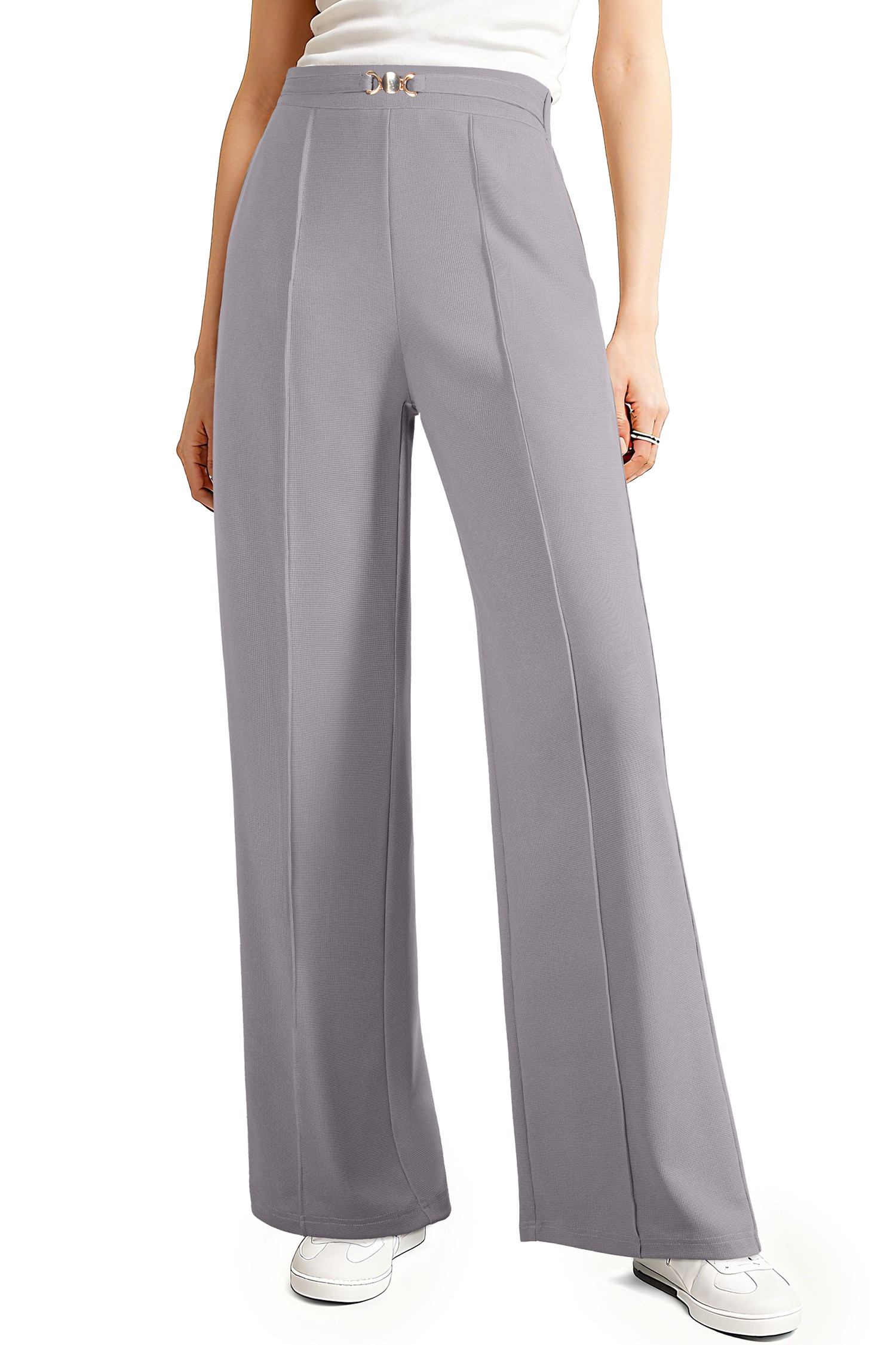 EVAELSS Wide Leg Pants Women Straight Elastic High Waisted Work Slacks Business Casual Pleated Dress Pants Trousers