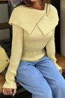 Yellow Cream Tight-Fitting Long Sleeve Sweater