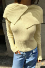 Yellow Cream Tight-Fitting Long Sleeve Sweater