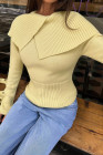 Yellow Cream Tight-Fitting Long Sleeve Sweater