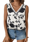 EVALESS Women's Tank Tops Summer V Neck Sleeveless Shirts Blouses Floral Print Boho Babydoll Tops