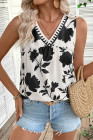 EVALESS Women's Tank Tops Summer V Neck Sleeveless Shirts Blouses Floral Print Boho Babydoll Tops
