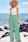 EVALESS Womens High Waisted Button Pleated Wide Leg Pants Beach Vacation Trouses