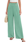 EVALESS Womens High Waisted Button Pleated Wide Leg Pants Beach Vacation Trouses